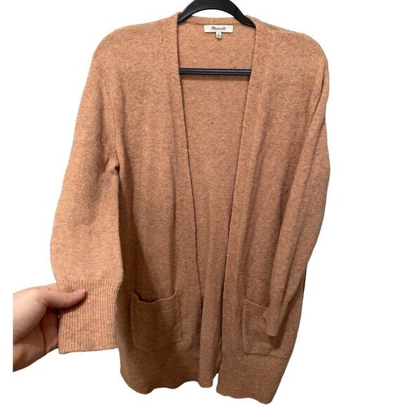 Madewell Kent Open Front Cardigan Sweater Slouchy Fit Wool Blend Brown Size XS - Picture 2 of 9